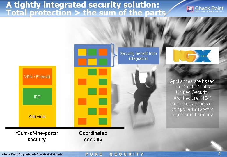 A tightly integrated security solution: Total protection > the sum of the parts Security