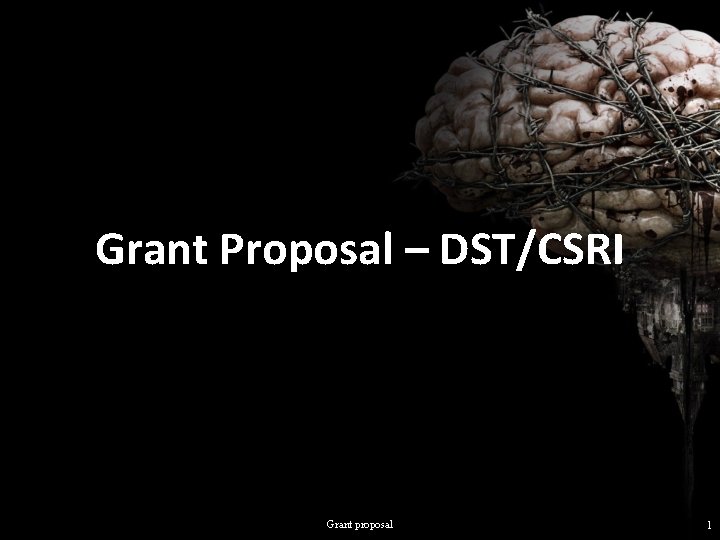 Grant Proposal – DST/CSRI Grant proposal 1 