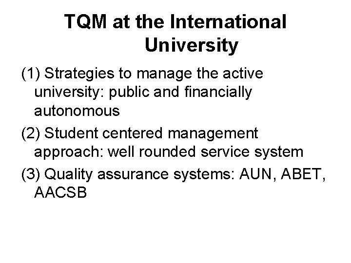Higher Education Quality Assurance in Correspondence with Advanced