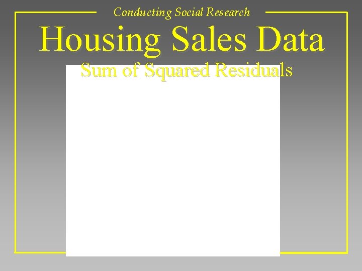Conducting Social Research Housing Sales Data Sum of Squared Residuals 