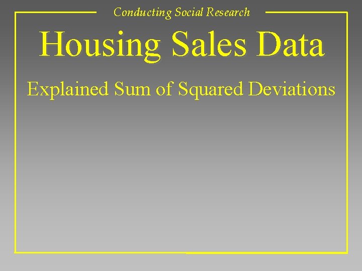 Conducting Social Research Housing Sales Data Explained Sum of Squared Deviations 