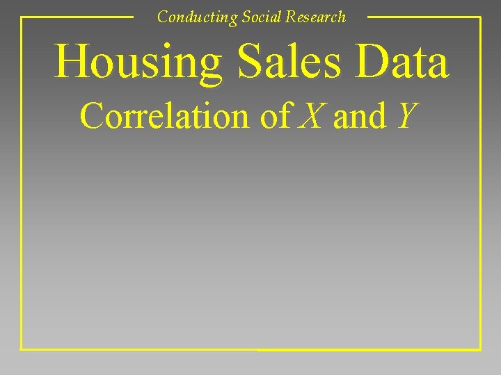 Conducting Social Research Housing Sales Data Correlation of X and Y 