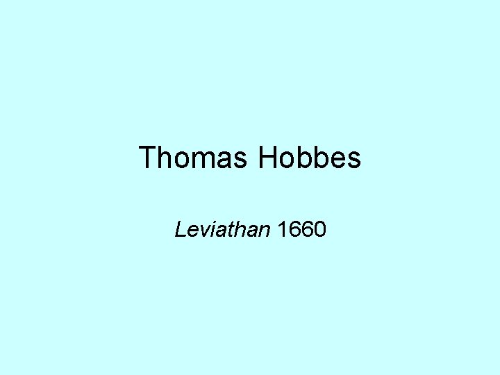 Thomas Hobbes Leviathan 1660 