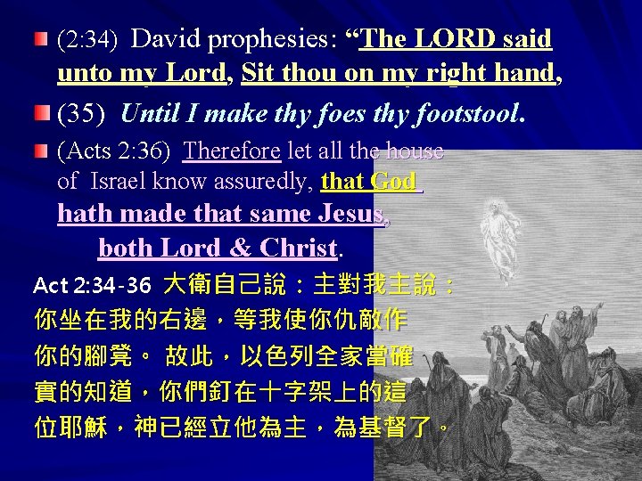 (2: 34) David prophesies: “The LORD said unto my Lord, Sit thou on my