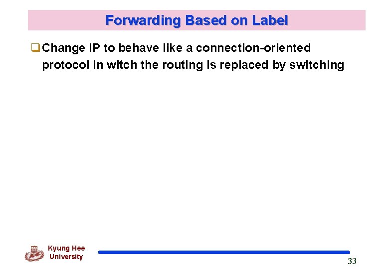 Forwarding Based on Label Change IP to behave like a connection-oriented protocol in witch