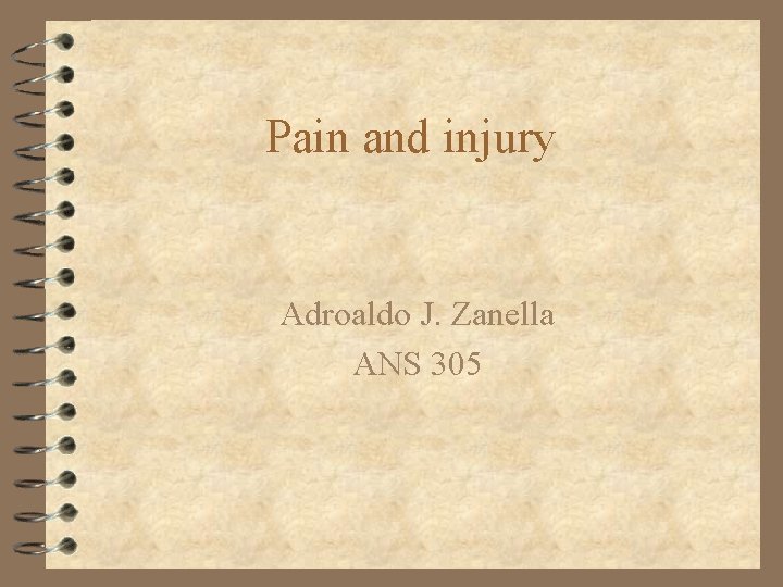 Pain and injury Adroaldo J. Zanella ANS 305 