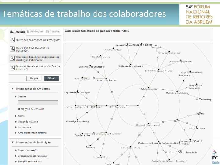 Temáticas de trabalho dos colaboradores 