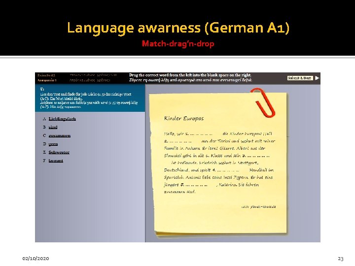 Language awarness (German A 1) Match-drag’n-drop 02/10/2020 23 