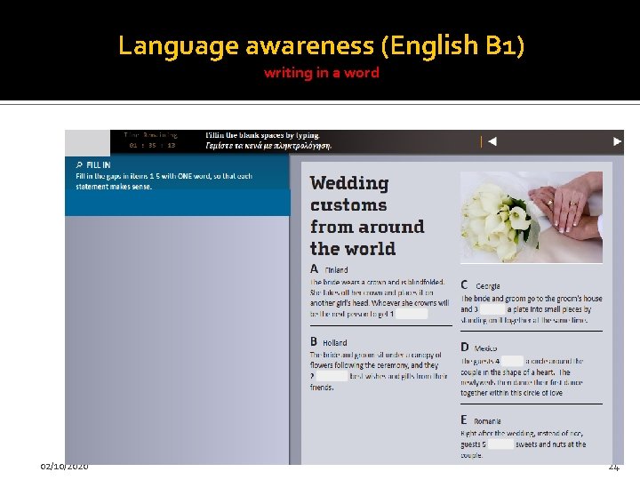 Language awareness (English B 1) writing in a word 02/10/2020 24 