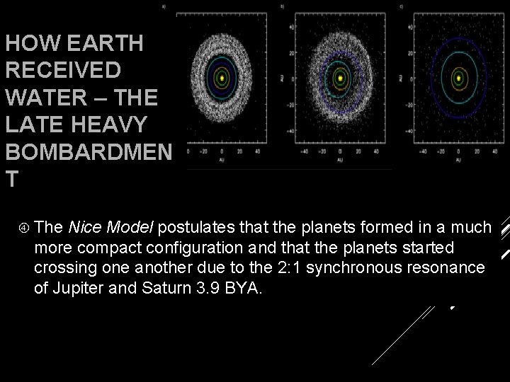 HOW EARTH RECEIVED WATER – THE LATE HEAVY BOMBARDMEN T The Nice Model postulates