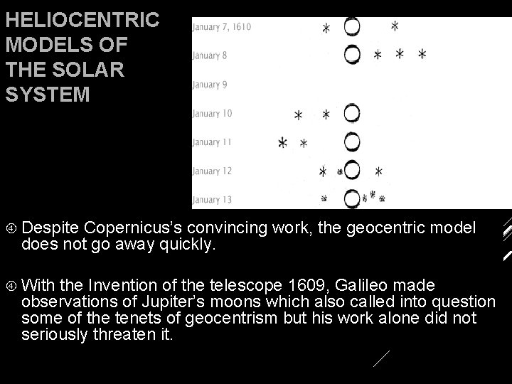 HELIOCENTRIC MODELS OF THE SOLAR SYSTEM Despite Copernicus’s convincing work, the geocentric model does