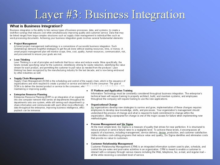 Layer #3: Business Integration 