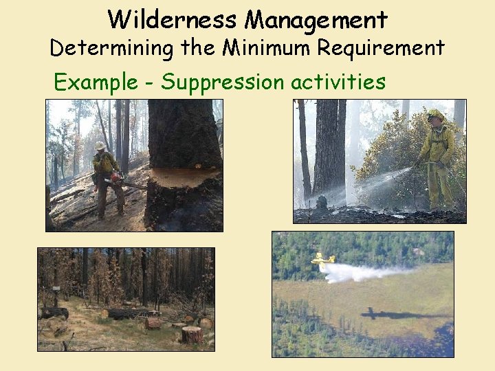 Wilderness Management Determining the Minimum Requirement Example - Suppression activities 