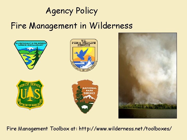 Agency Policy Fire Management in Wilderness Fire Management Toolbox at: http: //www. wilderness. net/toolboxes/