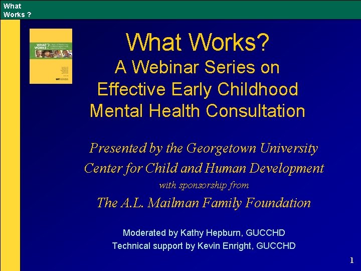 What Works ? What Works? A Webinar Series on Effective Early Childhood Mental Health