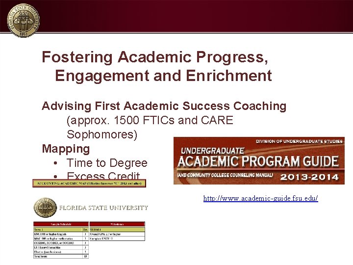 Fostering Academic Progress, Engagement and Enrichment Advising First Academic Success Coaching (approx. 1500 FTICs