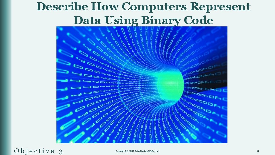 Describe How Computers Represent Data Using Binary Code Objective 3 Copyright © 2017 Pearson
