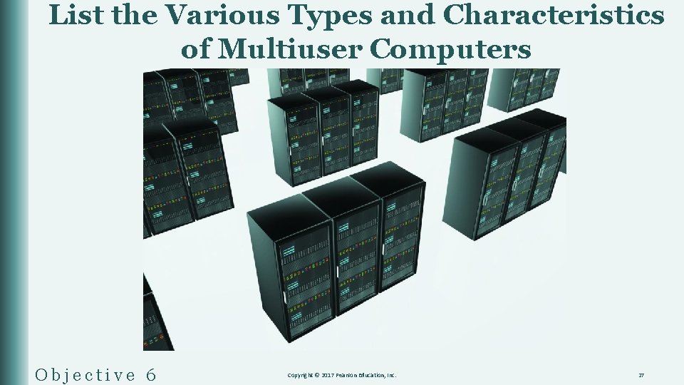 List the Various Types and Characteristics of Multiuser Computers Objective 6 Copyright © 2017