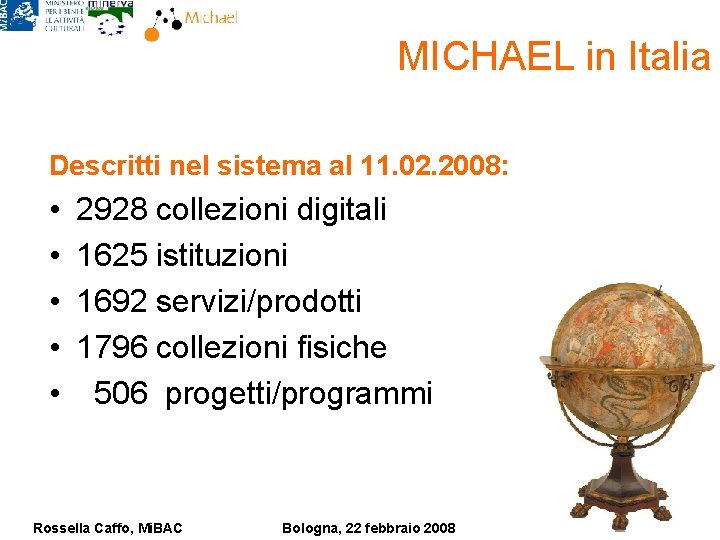 MICHAEL in Italia Descritti nel sistema al 11. 02. 2008: • • • 2928