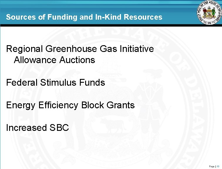 Sources of Funding and In-Kind Resources Regional Greenhouse Gas Initiative Allowance Auctions Federal Stimulus