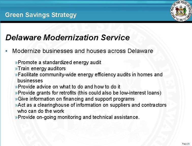 Green Savings Strategy Delaware Modernization Service • Modernize businesses and houses across Delaware »