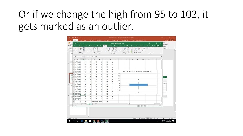 Or if we change the high from 95 to 102, it gets marked as