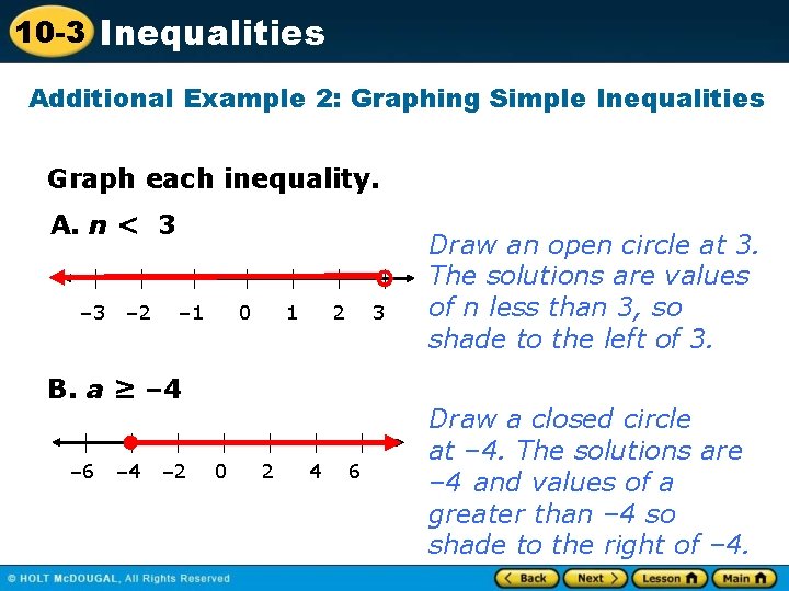 10 3 Inequalities An inequality states that two