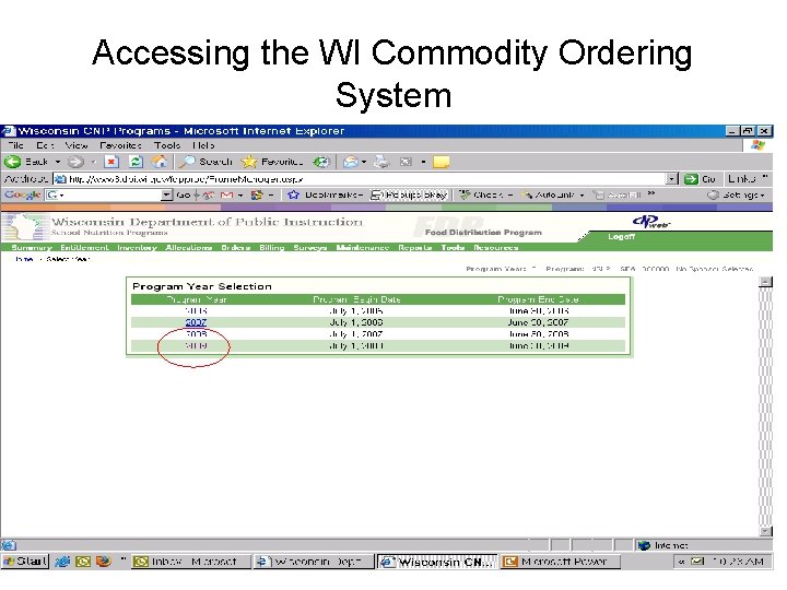 Accessing the WI Commodity Ordering System 