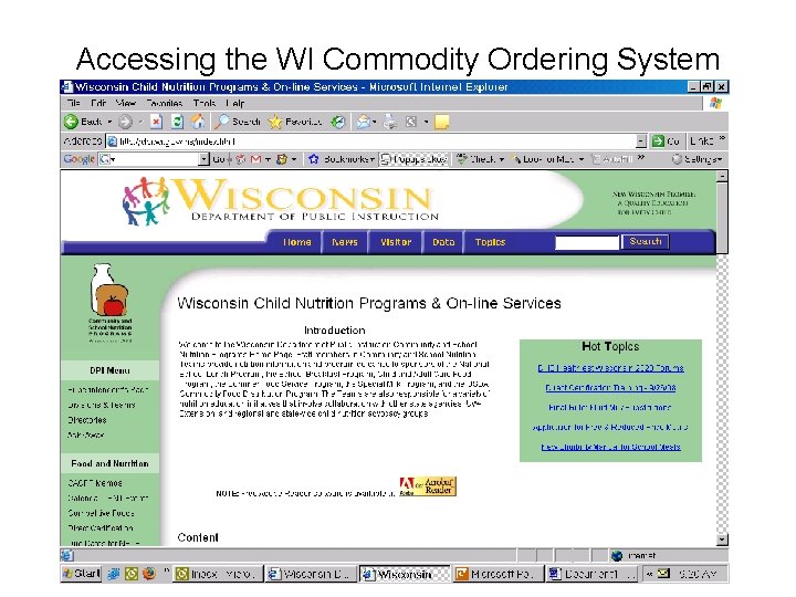 Accessing the WI Commodity Ordering System 