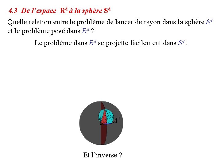 4. 3 De l’espace Rd à la sphère Sd Quelle relation entre le problème