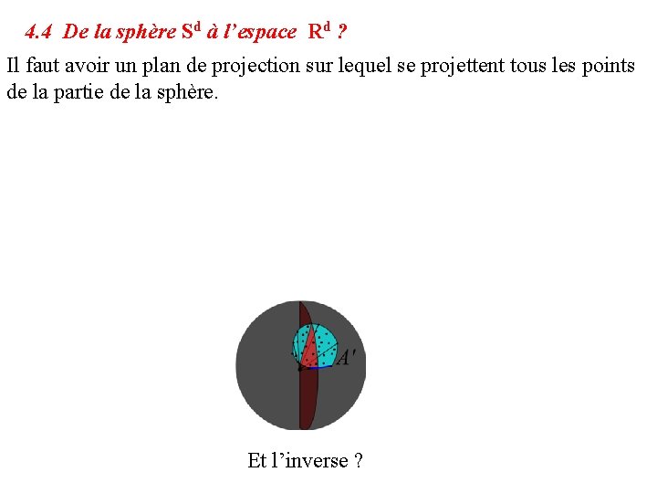 4. 4 De la sphère Sd à l’espace Rd ? Il faut avoir un