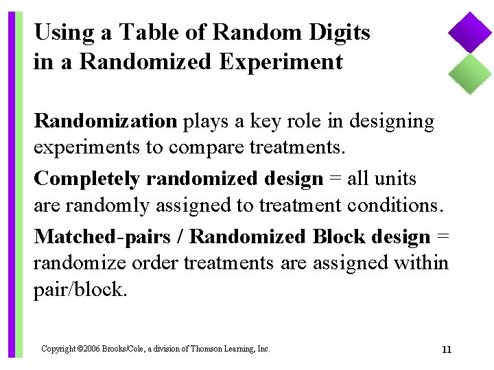 Using a Table of Random Digits in a Randomized Experiment Randomization plays a key