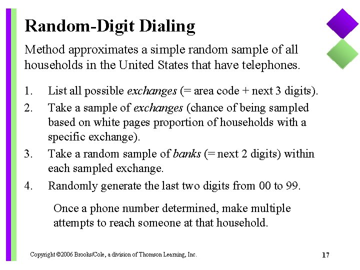 Random-Digit Dialing Method approximates a simple random sample of all households in the United