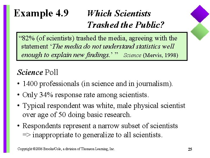 Example 4. 9 Which Scientists Trashed the Public? “ 82% (of scientists) trashed the