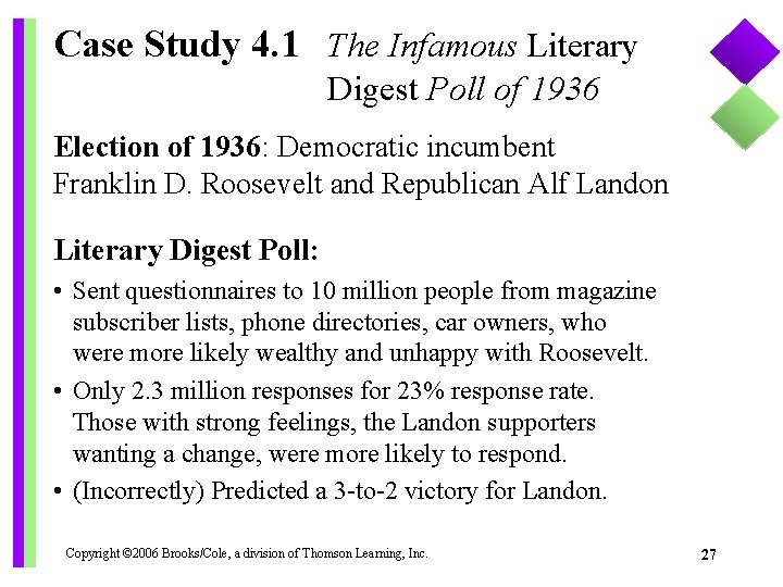 Case Study 4. 1 The Infamous Literary Digest Poll of 1936 Election of 1936: