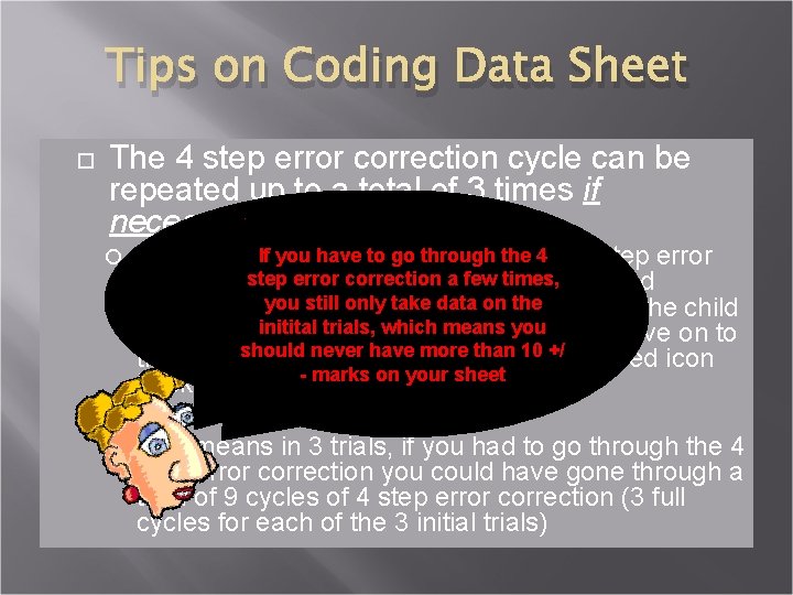 Tips on Coding Data Sheet The 4 step error correction cycle can be repeated