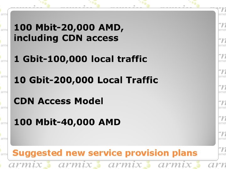 Suggested new service provision plans 