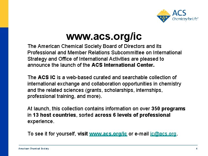 www. acs. org/ic The American Chemical Society Board of Directors and its Professional and