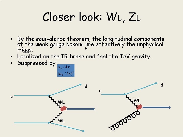 Closer look: WL, ZL • By the equivalence theorem, the longitudinal components of the