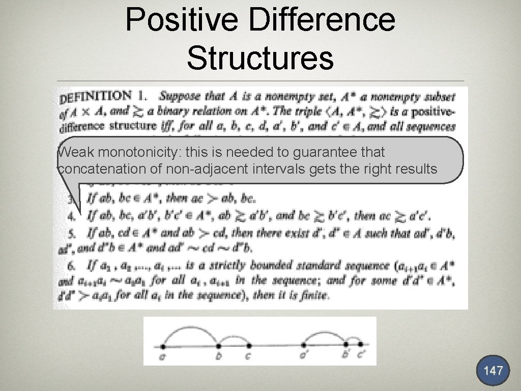 Positive Difference Structures Weak monotonicity: this is needed to guarantee that concatenation of non-adjacent