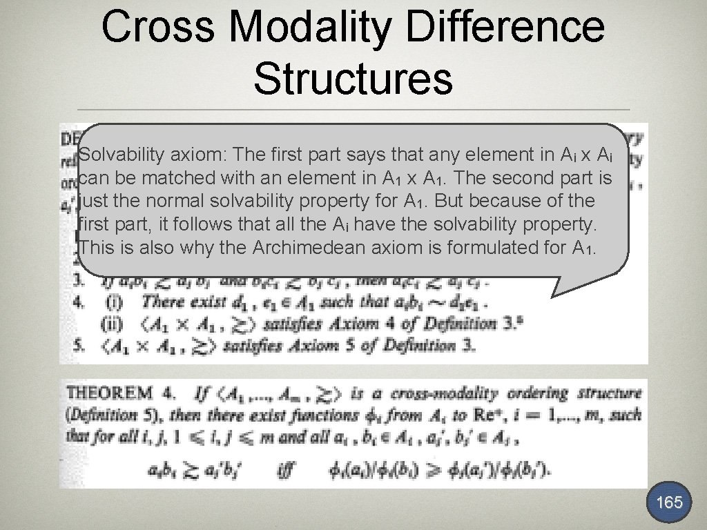 Cross Modality Difference Structures Solvability axiom: The first part says that any element in