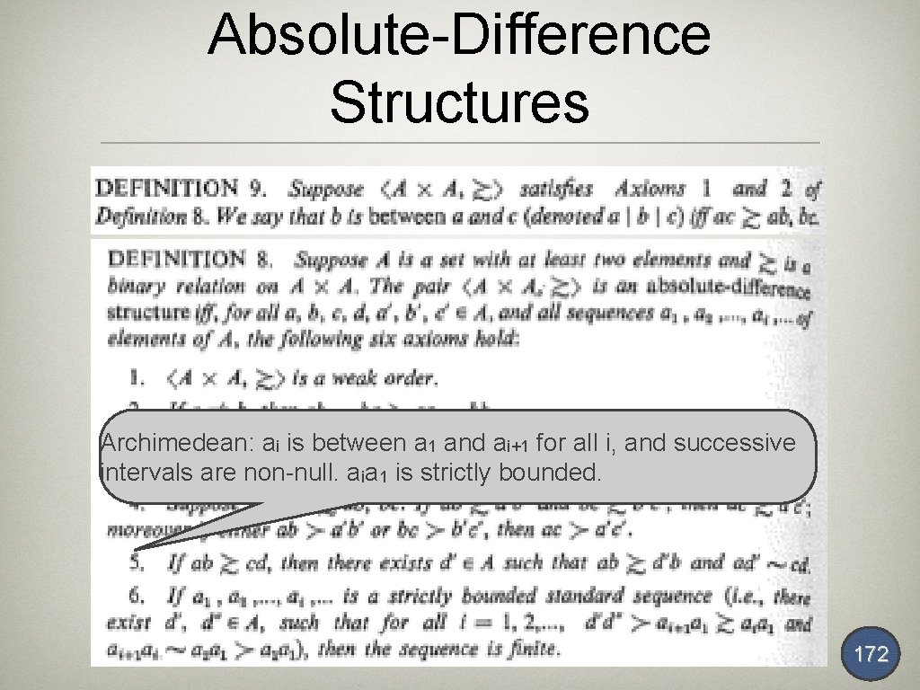 Absolute-Difference Structures Archimedean: ai is between a 1 and ai+1 for all i, and