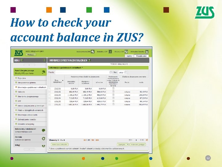 How to check your account balance in ZUS? 12 