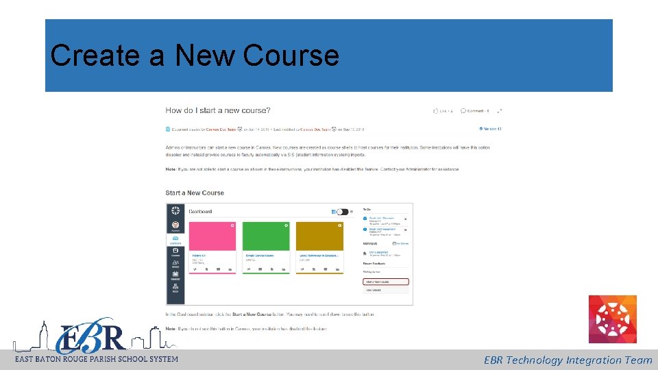 Create a New Course EBR Technology Integration Team 