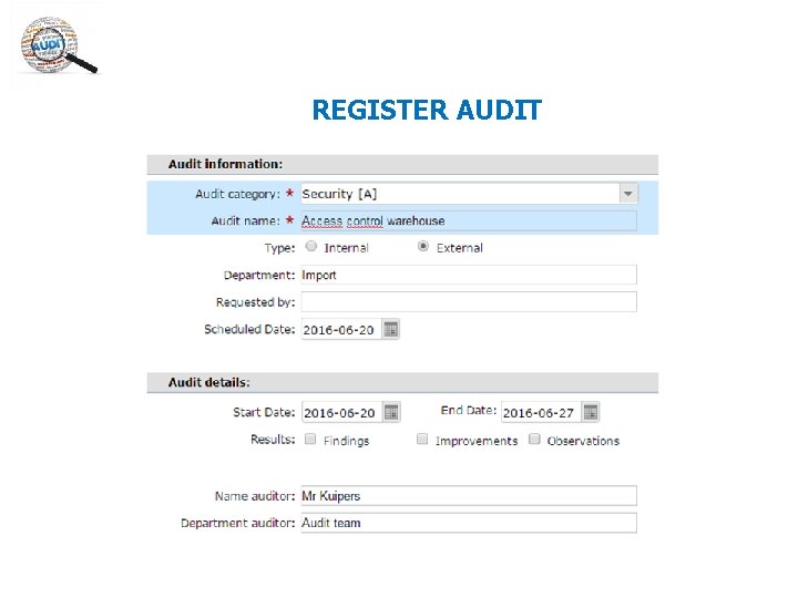 REGISTER AUDIT REGISTER AUDIT