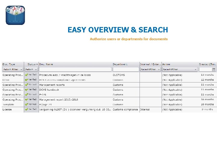 EASY OVERVIEW & SEARCH Authorize users or departments for documents EASY OVERVIEW & SEARCH Authorize users or departments for documents