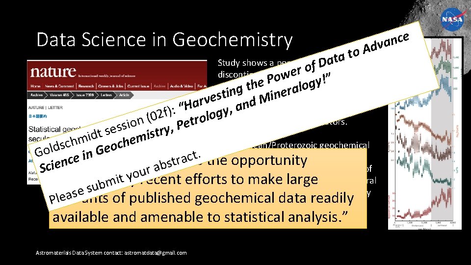 Data Science in Geochemistry e c n dva A o t ata Study shows