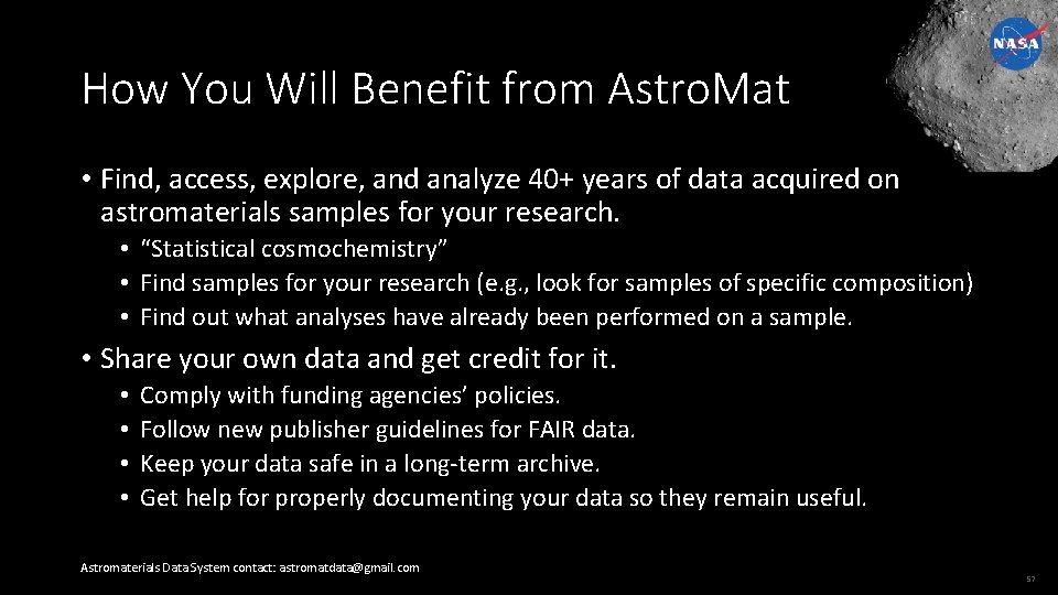 How You Will Benefit from Astro. Mat • Find, access, explore, and analyze 40+