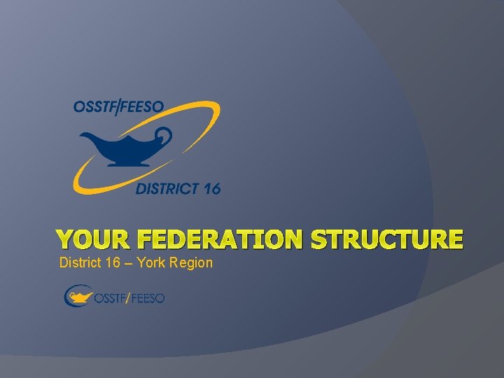 YOUR FEDERATION STRUCTURE District 16 – York Region YOUR FEDERATION STRUCTURE District 16 – York Region