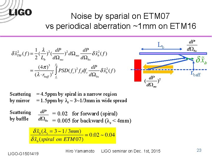 Noise by sparial on ETM 07 vs periodical aberration ~1 mm on ETM 16